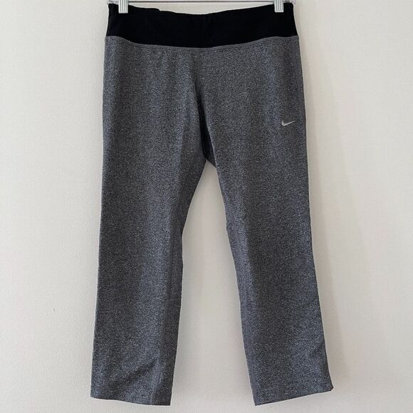 NIKE Dri-Fit Black and Gray Capri‎ running Leggings - Picture 1 of 7